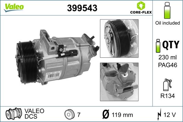 Valeo 399543 - Компресор, климатизация vvparts.bg