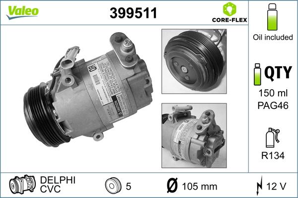 Valeo 399511 - Компресор, климатизация vvparts.bg