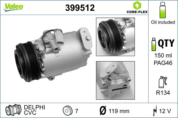 Valeo 399512 - Компресор, климатизация vvparts.bg