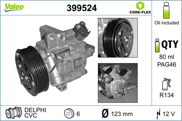 Valeo 399524 - Компресор, климатизация vvparts.bg