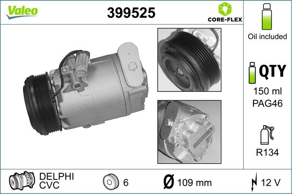 Valeo 399525 - Компресор, климатизация vvparts.bg