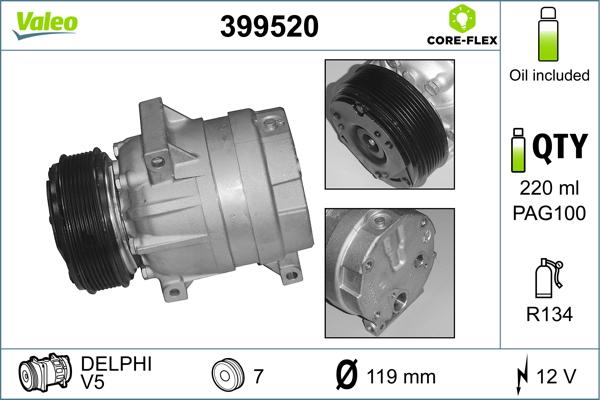 Valeo 399520 - Компресор, климатизация vvparts.bg