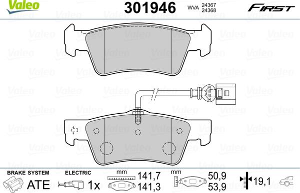 Valeo 301946 - Комплект спирачно феродо, дискови спирачки vvparts.bg