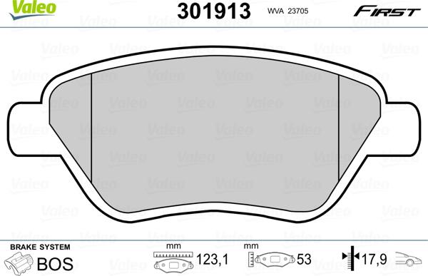 Valeo 301913 - Комплект спирачно феродо, дискови спирачки vvparts.bg