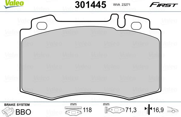 Valeo 301445 - Комплект спирачно феродо, дискови спирачки vvparts.bg