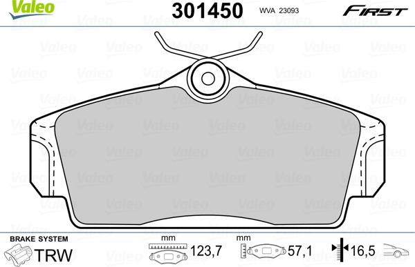 Valeo 301450 - Комплект спирачно феродо, дискови спирачки vvparts.bg