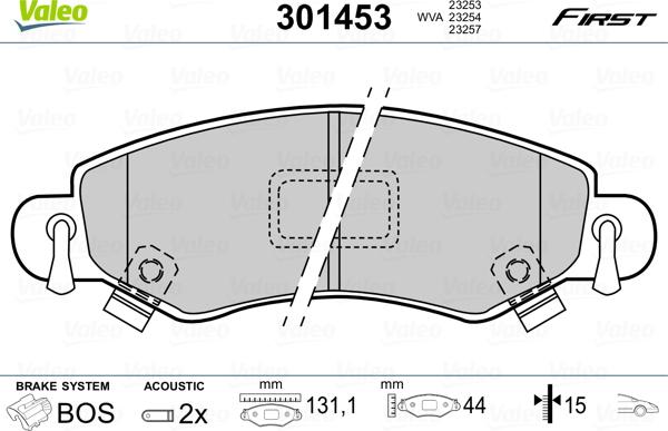 Valeo 301453 - Комплект спирачно феродо, дискови спирачки vvparts.bg