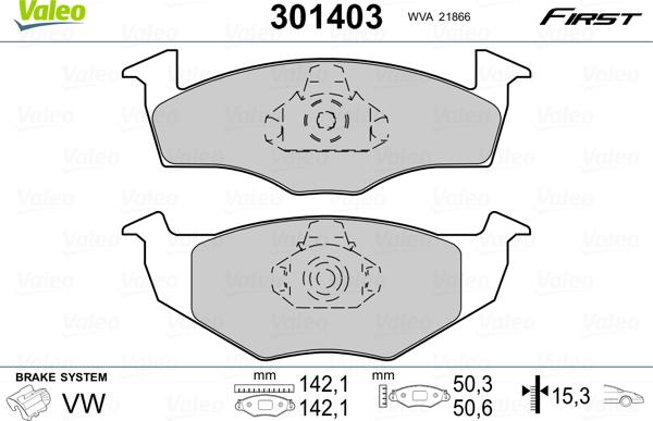 Valeo 301403 - Комплект спирачно феродо, дискови спирачки vvparts.bg