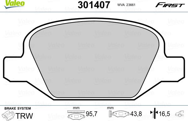 Valeo 301407 - Комплект спирачно феродо, дискови спирачки vvparts.bg