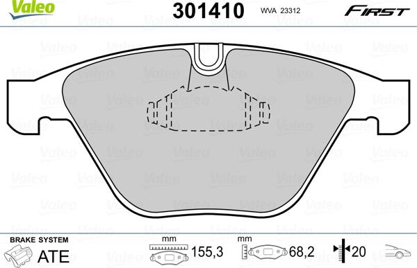 Valeo 301410 - Комплект спирачно феродо, дискови спирачки vvparts.bg