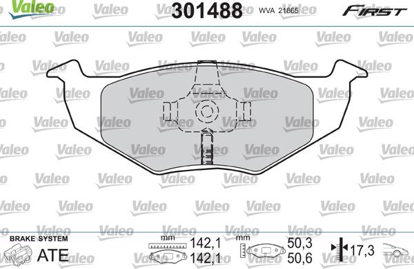Valeo 301488 - Комплект спирачно феродо, дискови спирачки vvparts.bg