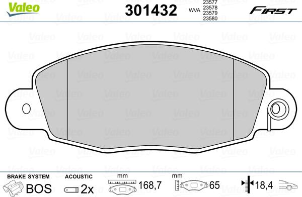 Valeo 301432 - Комплект спирачно феродо, дискови спирачки vvparts.bg