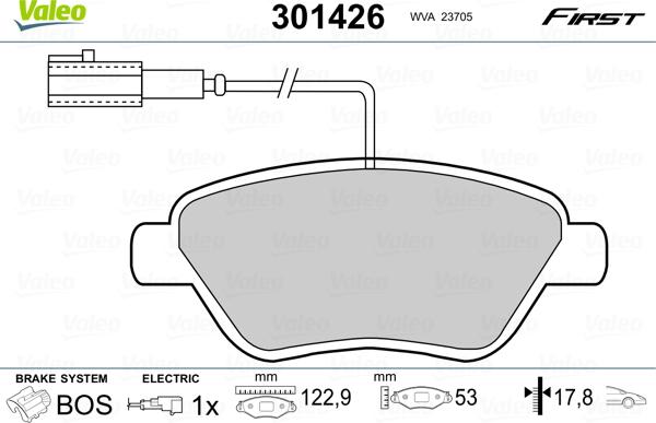 Valeo 301426 - Комплект спирачно феродо, дискови спирачки vvparts.bg