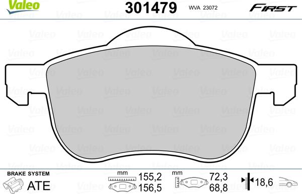 Valeo 301479 - Комплект спирачно феродо, дискови спирачки vvparts.bg