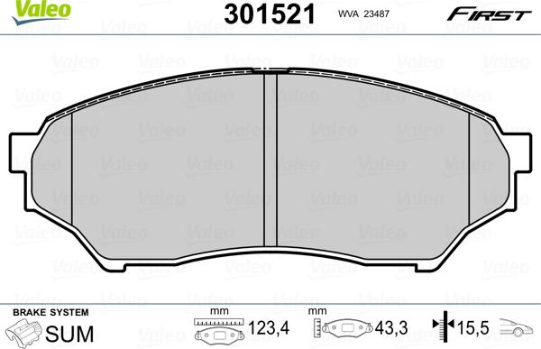 Valeo 301521 - Комплект спирачно феродо, дискови спирачки vvparts.bg