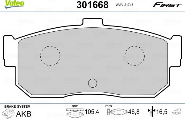 Valeo 301668 - Комплект спирачно феродо, дискови спирачки vvparts.bg