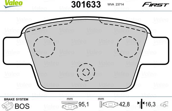 Valeo 301633 - Комплект спирачно феродо, дискови спирачки vvparts.bg