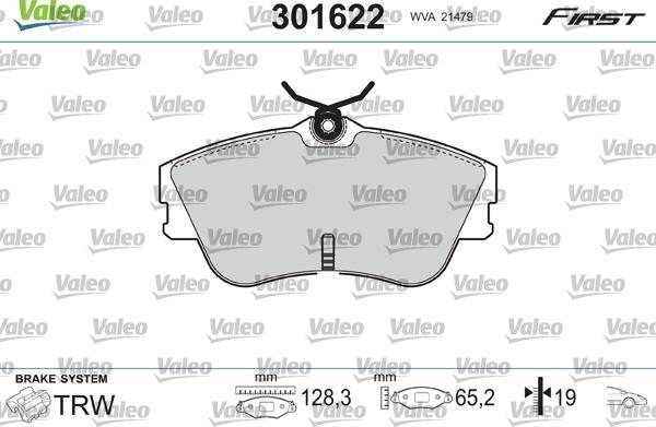Valeo 301622 - Комплект спирачно феродо, дискови спирачки vvparts.bg