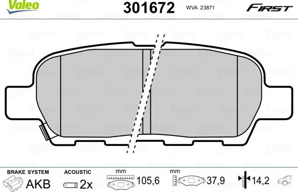 Valeo 301672 - Комплект спирачно феродо, дискови спирачки vvparts.bg