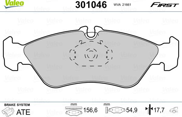 Valeo 301046 - Комплект спирачно феродо, дискови спирачки vvparts.bg