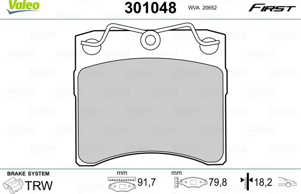 Valeo 301048 - Комплект спирачно феродо, дискови спирачки vvparts.bg