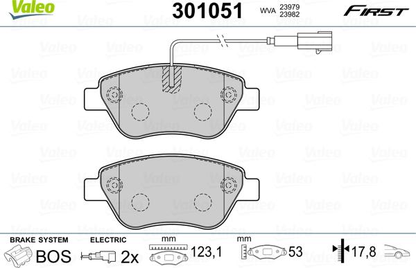 Valeo 301051 - Комплект спирачно феродо, дискови спирачки vvparts.bg