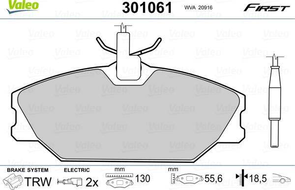 Valeo 301061 - Комплект спирачно феродо, дискови спирачки vvparts.bg