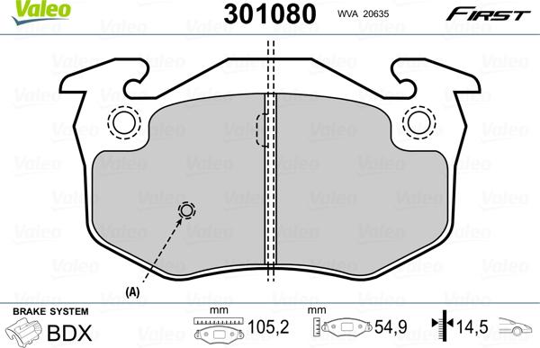 Valeo 301080 - Комплект спирачно феродо, дискови спирачки vvparts.bg