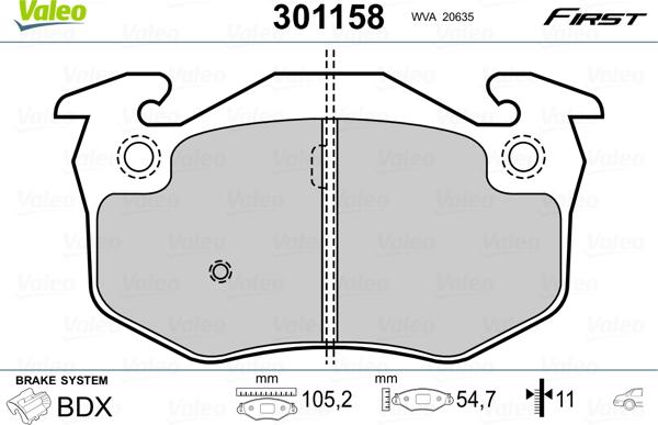 Valeo 301158 - Комплект спирачно феродо, дискови спирачки vvparts.bg