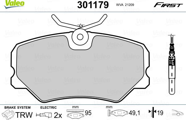 Valeo 301179 - Комплект спирачно феродо, дискови спирачки vvparts.bg