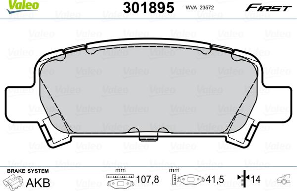 Valeo 301895 - Комплект спирачно феродо, дискови спирачки vvparts.bg