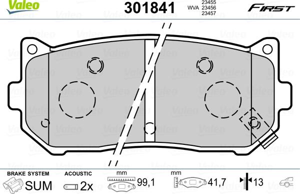 Valeo 301841 - Комплект спирачно феродо, дискови спирачки vvparts.bg