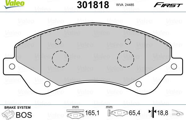 Valeo 301818 - Комплект спирачно феродо, дискови спирачки vvparts.bg