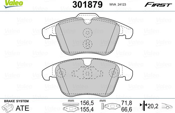 Valeo 301879 - Комплект спирачно феродо, дискови спирачки vvparts.bg