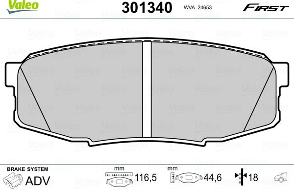 Valeo 301340 - Комплект спирачно феродо, дискови спирачки vvparts.bg