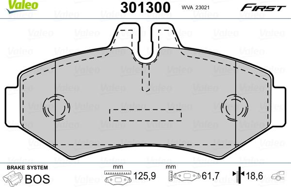 Valeo 301300 - Комплект спирачно феродо, дискови спирачки vvparts.bg