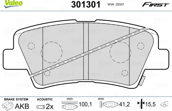 Valeo 301301 - Комплект спирачно феродо, дискови спирачки vvparts.bg