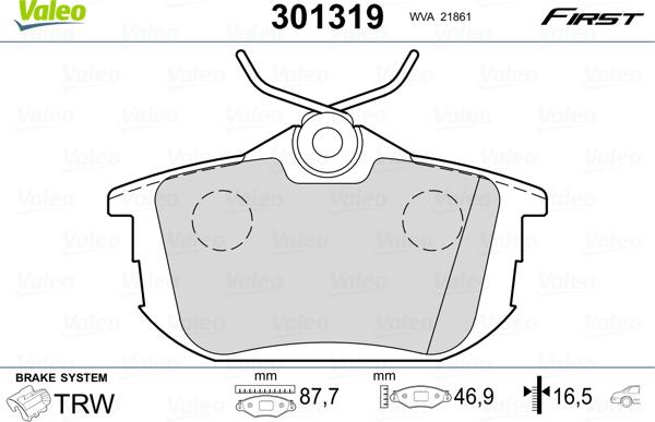 Valeo 301319 - Комплект спирачно феродо, дискови спирачки vvparts.bg