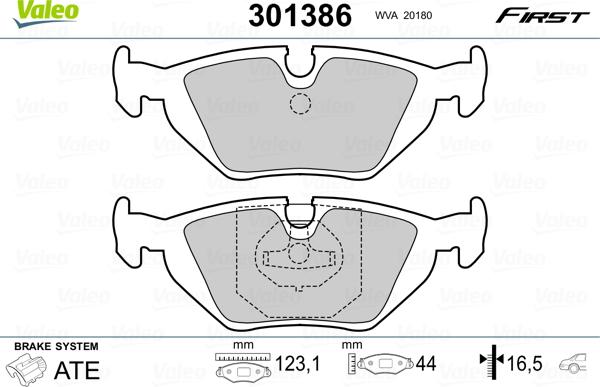 Valeo 301386 - Комплект спирачно феродо, дискови спирачки vvparts.bg