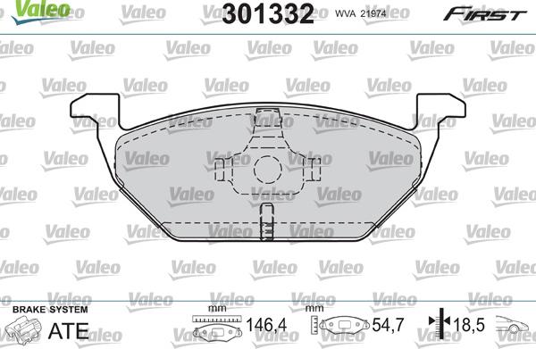 Valeo 301332 - Комплект спирачно феродо, дискови спирачки vvparts.bg