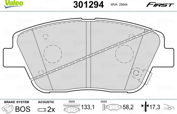 Valeo 301294 - Комплект спирачно феродо, дискови спирачки vvparts.bg