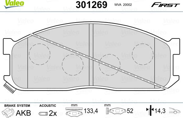 Valeo 301269 - Комплект спирачно феродо, дискови спирачки vvparts.bg