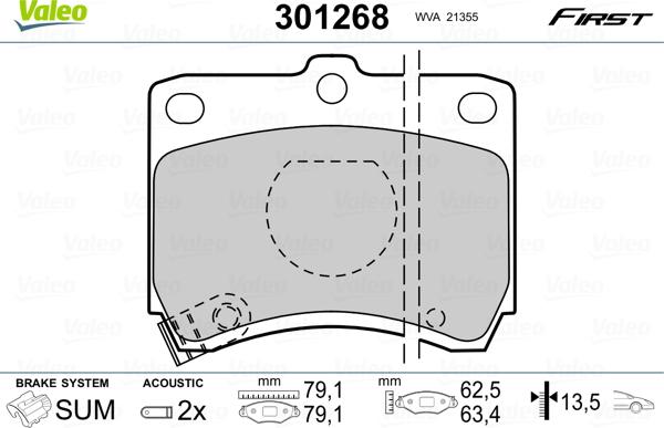 Valeo 301268 - Комплект спирачно феродо, дискови спирачки vvparts.bg