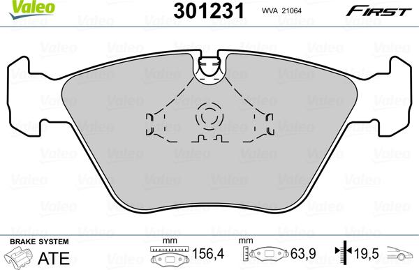 Valeo 301231 - Комплект спирачно феродо, дискови спирачки vvparts.bg