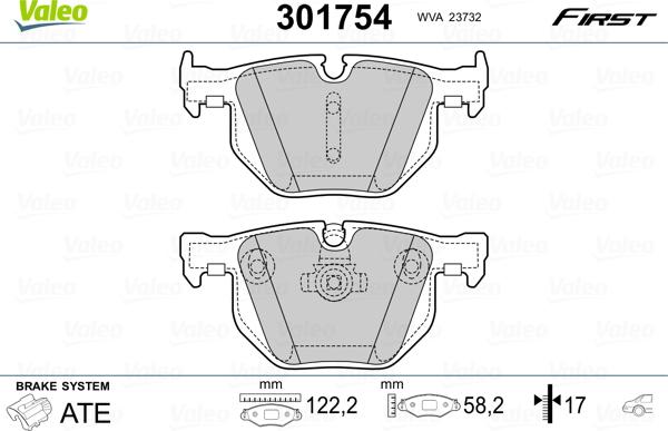 Valeo 301754 - Комплект спирачно феродо, дискови спирачки vvparts.bg