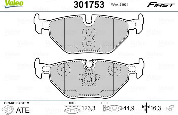 Valeo 301753 - Комплект спирачно феродо, дискови спирачки vvparts.bg