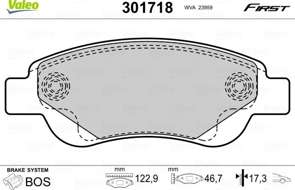 Valeo 301718 - Комплект спирачно феродо, дискови спирачки vvparts.bg