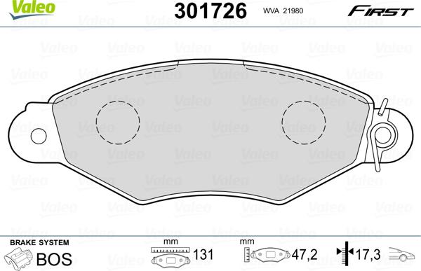 Valeo 301726 - Комплект спирачно феродо, дискови спирачки vvparts.bg