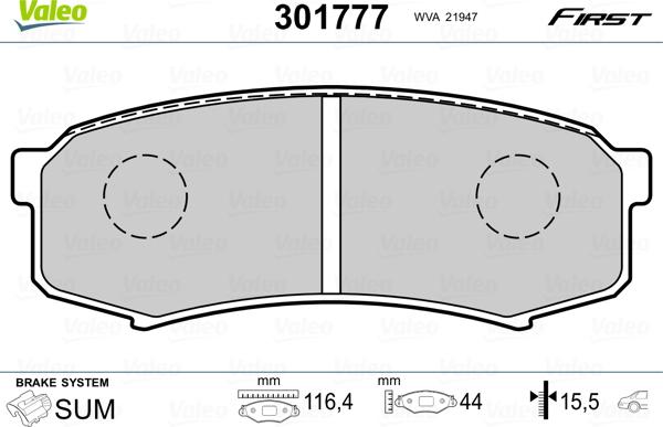 Valeo 301777 - Комплект спирачно феродо, дискови спирачки vvparts.bg