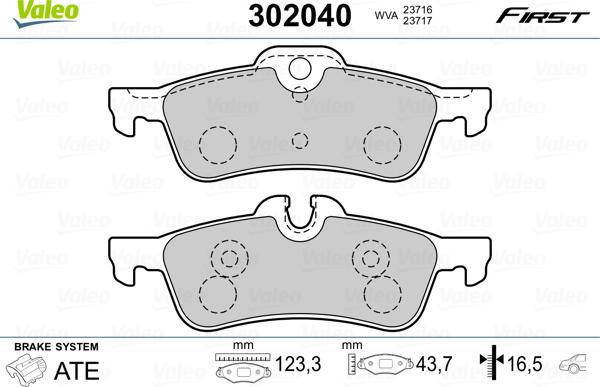 Valeo 302040 - Комплект спирачно феродо, дискови спирачки vvparts.bg